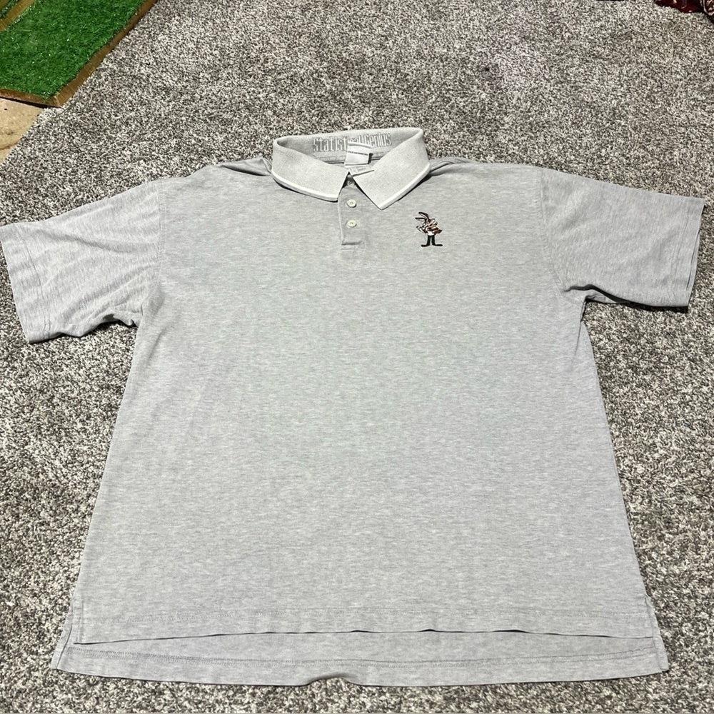 VTG Warner Bros Looney Tunes WILEY COYOTE Statistical Genius Polo Shirt Sz L